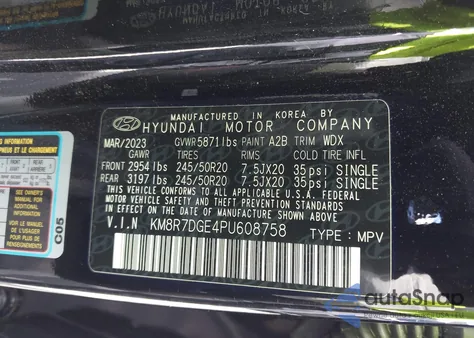 2023 Hyundai Palisade Calligraphy from USA, damaged, VIN KM8R7DGE4PU608758